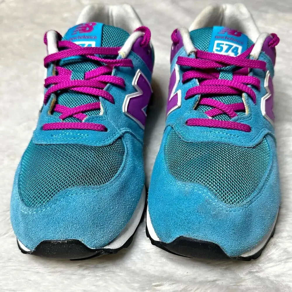 New Balance 574 V1 Blue Lace Up Sneakers Women’s 7 Athletic - Picture 9 of 9